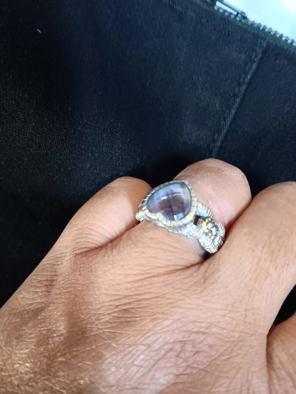 Judith Ripka Silver Ring with Teardrop Lavender Amethyst